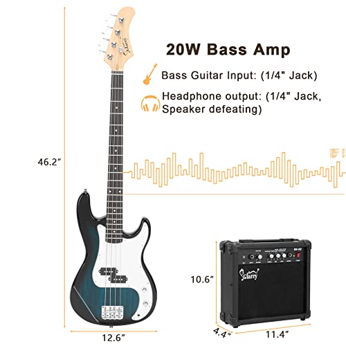 GLARRY Full Size Electric Bass Guitar Beginner Kit 4 String with Amp and Accessories S4156