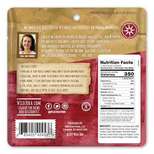 Wild Zora Paleo Freeze Dried Meals for Backpacking & Camping, Gluten Free, Variety 7-Pack C34212
