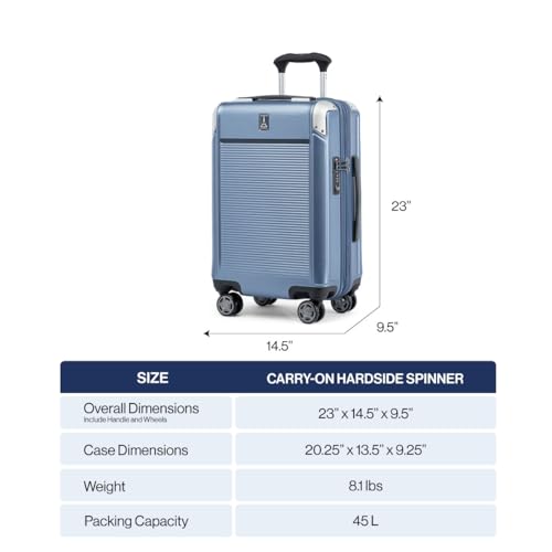 Travelpro Platinum Elite Hardside Expandable Carry-On Luggage, 8 Wheel Spinner, TSA Lock, 20-Inch X826544