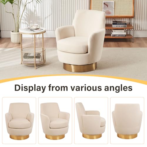 Swivel Barrel Chair Set of 2, Modern Velvet Accent Chairs, Orange P5409