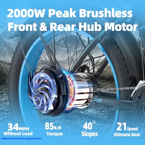Electric Bike for Adult 4000W Peak Dual Motor 48V 23Ah 26 Inch Fat Tire Mountain Ebike F636