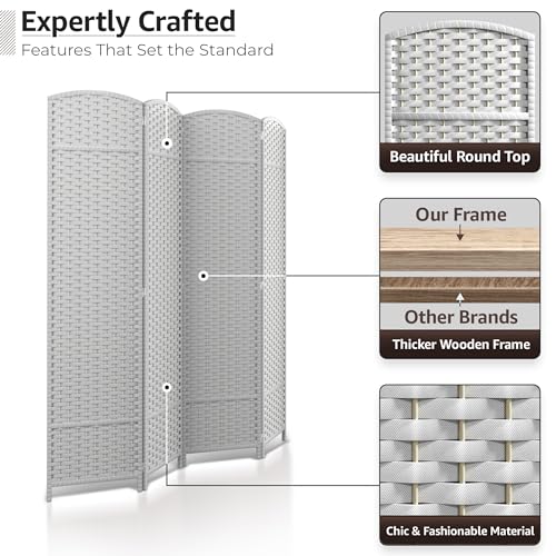 Sorbus 8-Panel Black Room Divider, 6 ft Tall Folding Privacy Screen T242