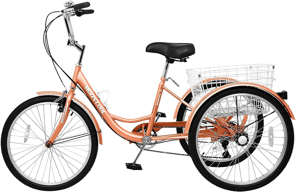 MOONCOOL Adult Tricycle 7 Speed, Three Wheel Bike for Seniors X69258