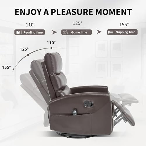 Massage Chair Recliner with Heat, Swivel Rocking, High Back Fabric Black V2333