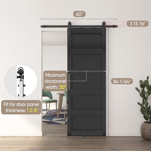 JUBEST 36" x 84" Sliding Barn Door Kit with Hardware, Black R91690
