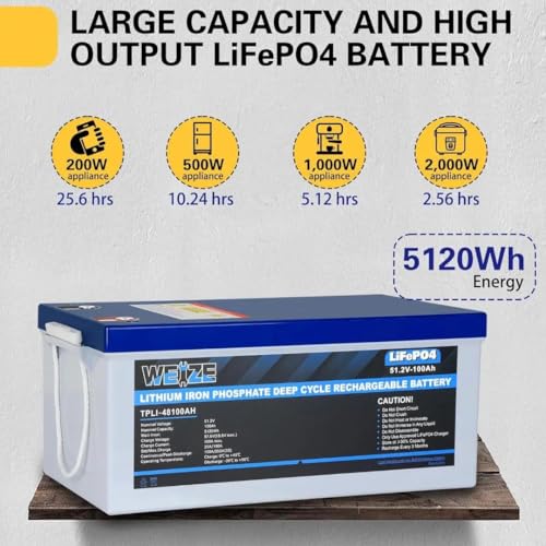 Weize 12V 100Ah LiFePO4 Lithium Battery with Smart BMS D8810