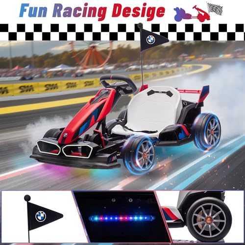BMW Licensed 24V 9AH Electric Drift Kart for Kids, 7.5 MPH, Grey F94684