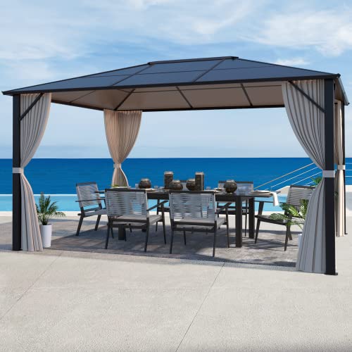 EROMMY 10' x 12' Hardtop Gazebo with Aluminum Frame and Double Roof Q573