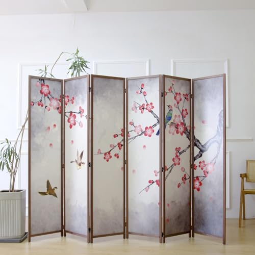 6 Panel Room Divider Screen, Double Faced, Mountain Landscape, 67" H x 94.5" W B114