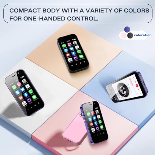 4G Unlocked Mini Phone 14 Pro Kids Pocket Phone with Android 9.0, Dual SIM Face ID 2GB+16GB Pink N202
