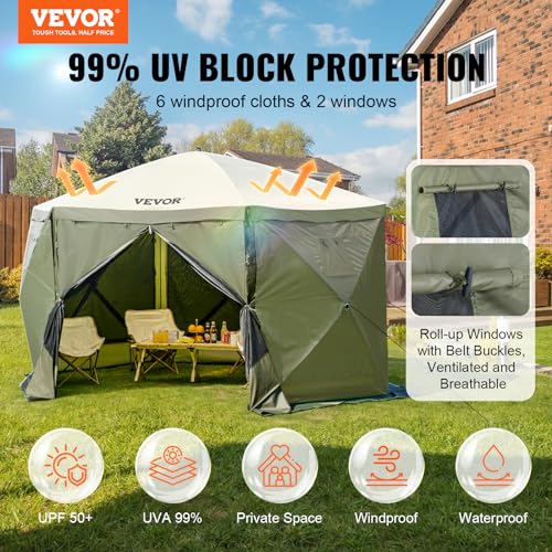 VEVOR Pop Up Gazebo Screen Tent 10x10ft with Mosquito Netting B21209