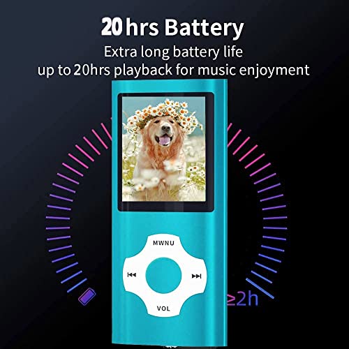 Hotechs MP3 Player with 32GB Memory, FM Radio, Voice Record (Blue) B931379