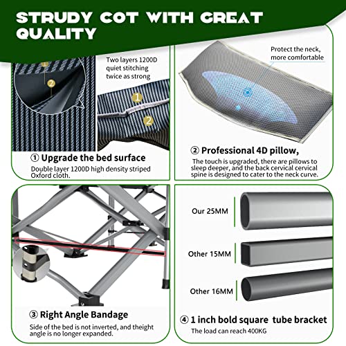 NAIZEA Folding Camping Cot for Adults, Adjustable Reclining Chair N72576