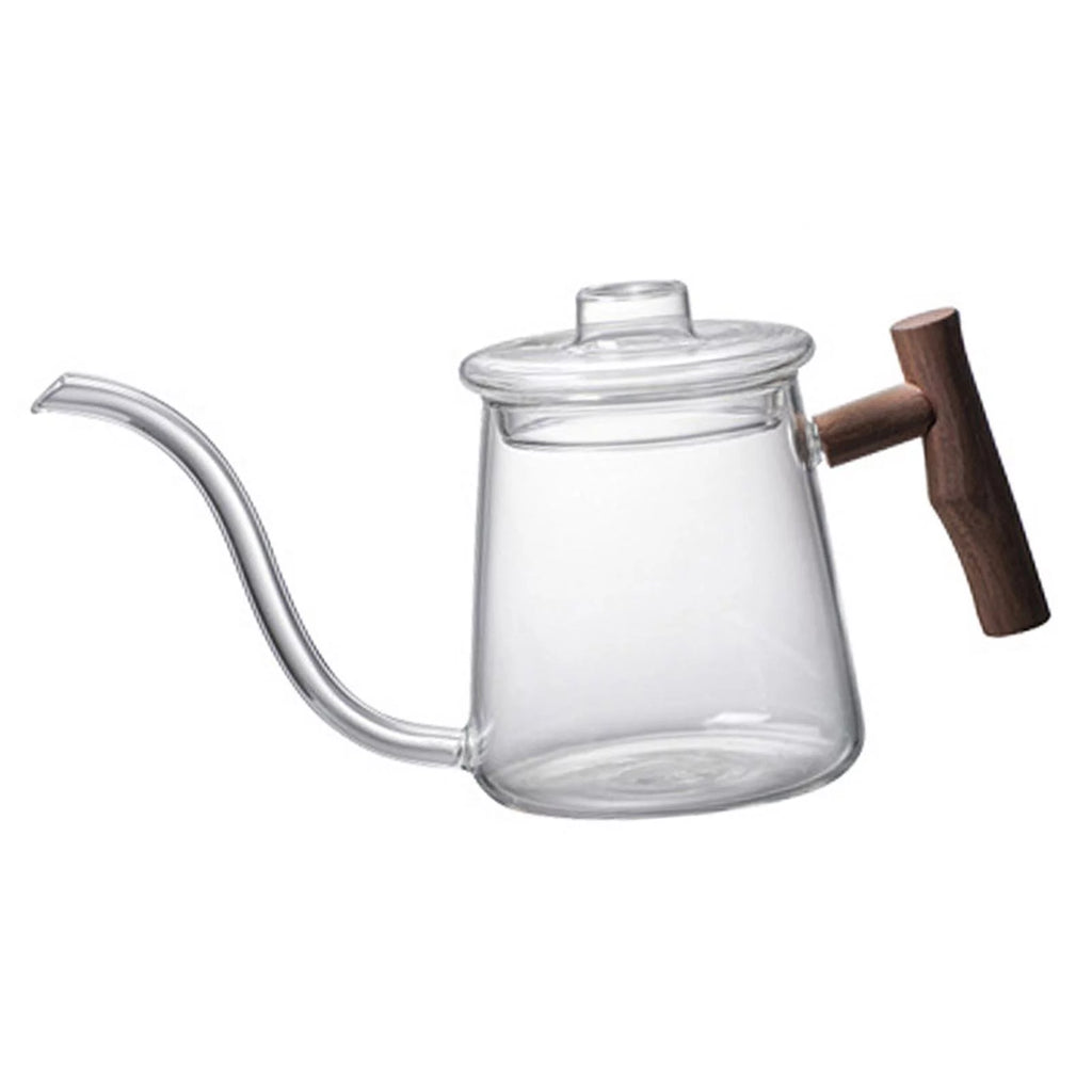 Borosilicate Glass Gooseneck Kettle with Wooden Handle, 480ml V48606