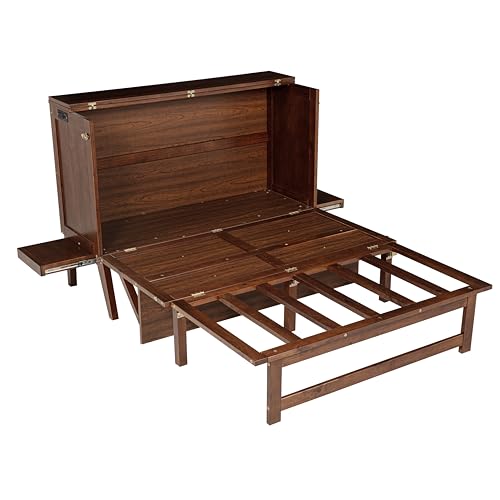 Queen Murphy Bed with Desk and Removable Shelves, USB Port, White H566492
