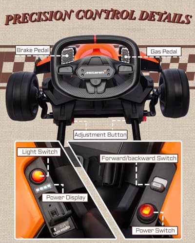 Licensed McLaren Electric Drift Kart for Kids, 24V 200W, Adjustable Seat J547