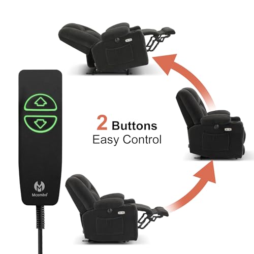MCombo Zero Gravity Power Recliner Chair with Heat and Vibration Massage, USB & Type C Ports, Cup Holders, Fabric 8015 (Brown) Z599462