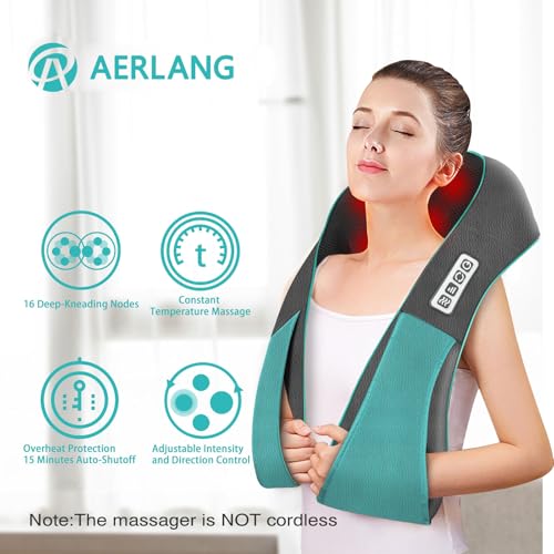 AERLANG Shiatsu Back and Neck Massager with Heat, Electric Massage Pillow S5470