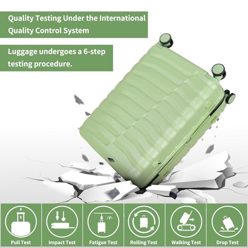 Lightweight 3-Piece Hardshell Luggage Set with Spinner Wheels & TSA Lock, Light Avocado Green B502471