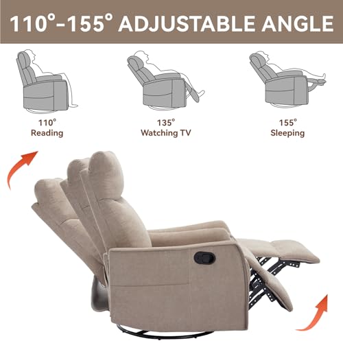 Massage Chair Recliner with Heat, Swivel Rocking, High Back Fabric Black V2333
