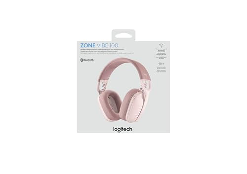 Logitech Zone Vibe 100 Wireless Over Ear Headset with Noise Canceling Microphone, Off White A852