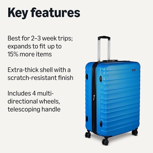 Amazon Basics 21" Hardside Carry-On Luggage with Wheels, Expandable, Black L489