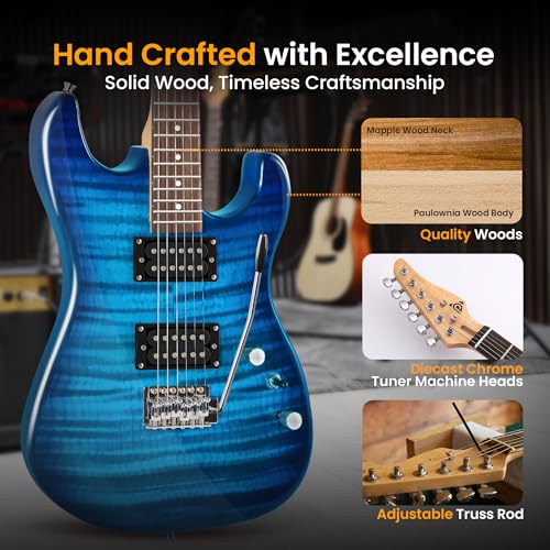 Pyle Electric Guitar Kit with Amp, 39" Blue M5028