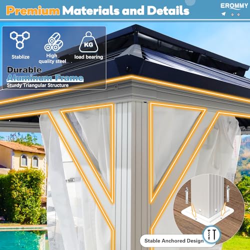 EROMMY 14'x20' Hardtop Gazebo Double Roof Galvanized Steel Outdoor Pavilion G3084