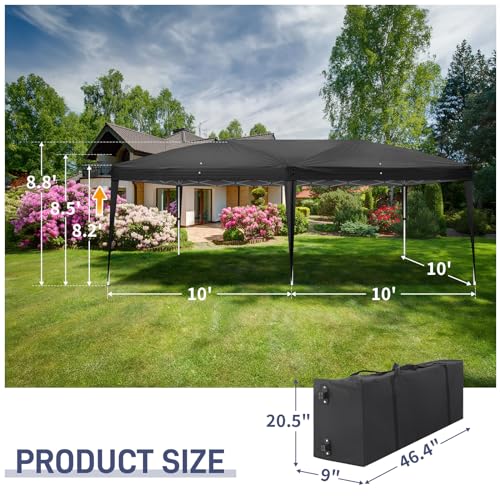 Outvita 10x20ft Pop Up Canopy Tent with 6 SideWalls, Black C203441