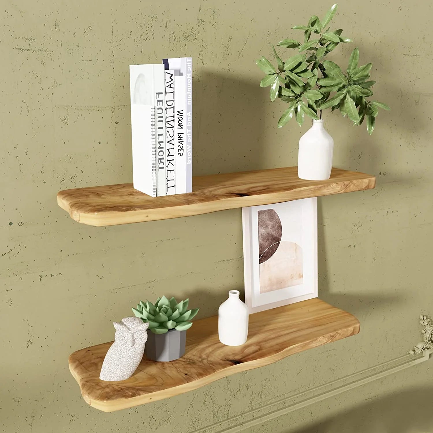 24 Inch Cedar Natural Edge Floating Shelf Set of 2 T53365