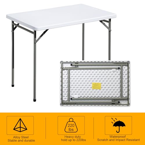3ft Rectangular Plastic Folding Table for Indoor Outdoor Use A448