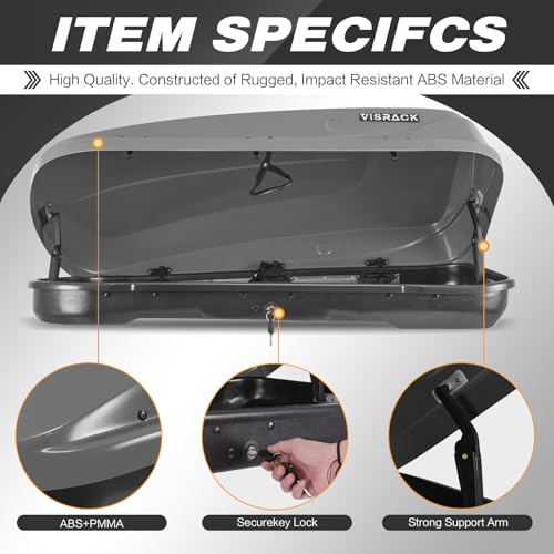 Gray Rooftop Cargo Box Carrier 13 Cubic Feet Waterproof Dual Side Opening R15660