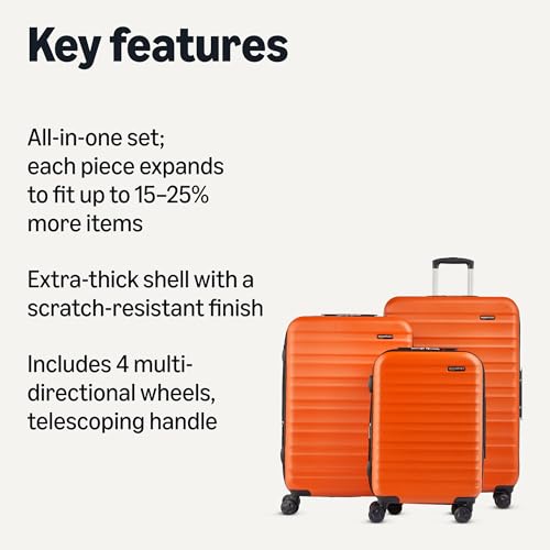 Amazon Basics 21" Hardside Carry-On Luggage with Wheels, Expandable, Black L489