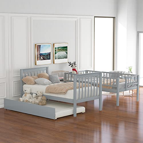 Twin-Over-Twin Bunk Bed with Trundle and Storage Staircase, Solid Wood, White I987686