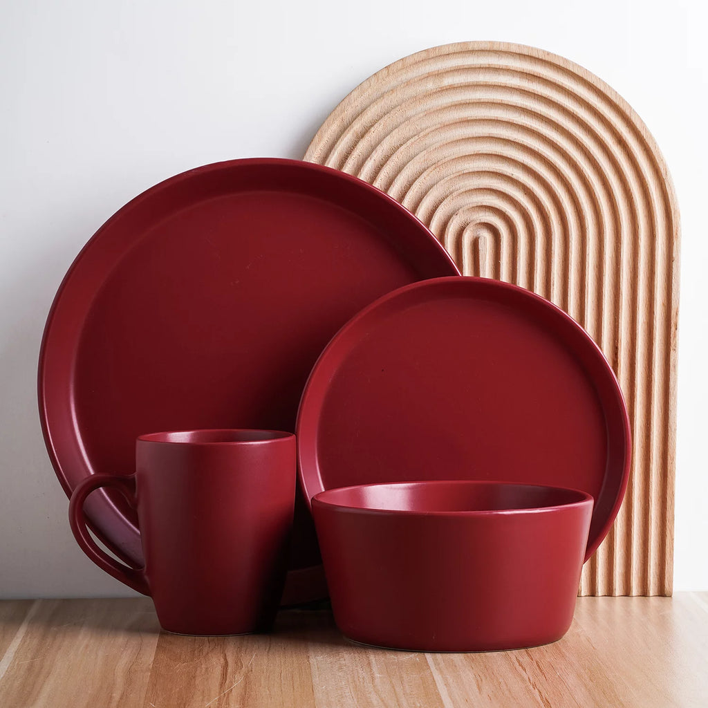 Stone Lain Michelle 32-Piece Dinnerware Set Stoneware Red O730