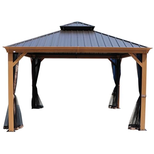 Kozyard Apollo 10'x12' Hardtop Gazebo with Galvanized Steel Double Roof Z2956