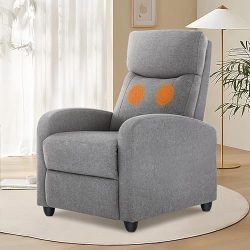 DUMOS Recliner Chair for Adults, Massage, Adjustable, Grey Linen N58266