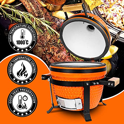 Ceramic BBQ Charcoal Kamado Grill 13 Inch Portable Tabletop Red Y244