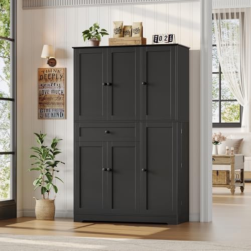 HOSTACK 68" Tall Kitchen Pantry Storage Cabinet with Doors and Shelves, White W23162