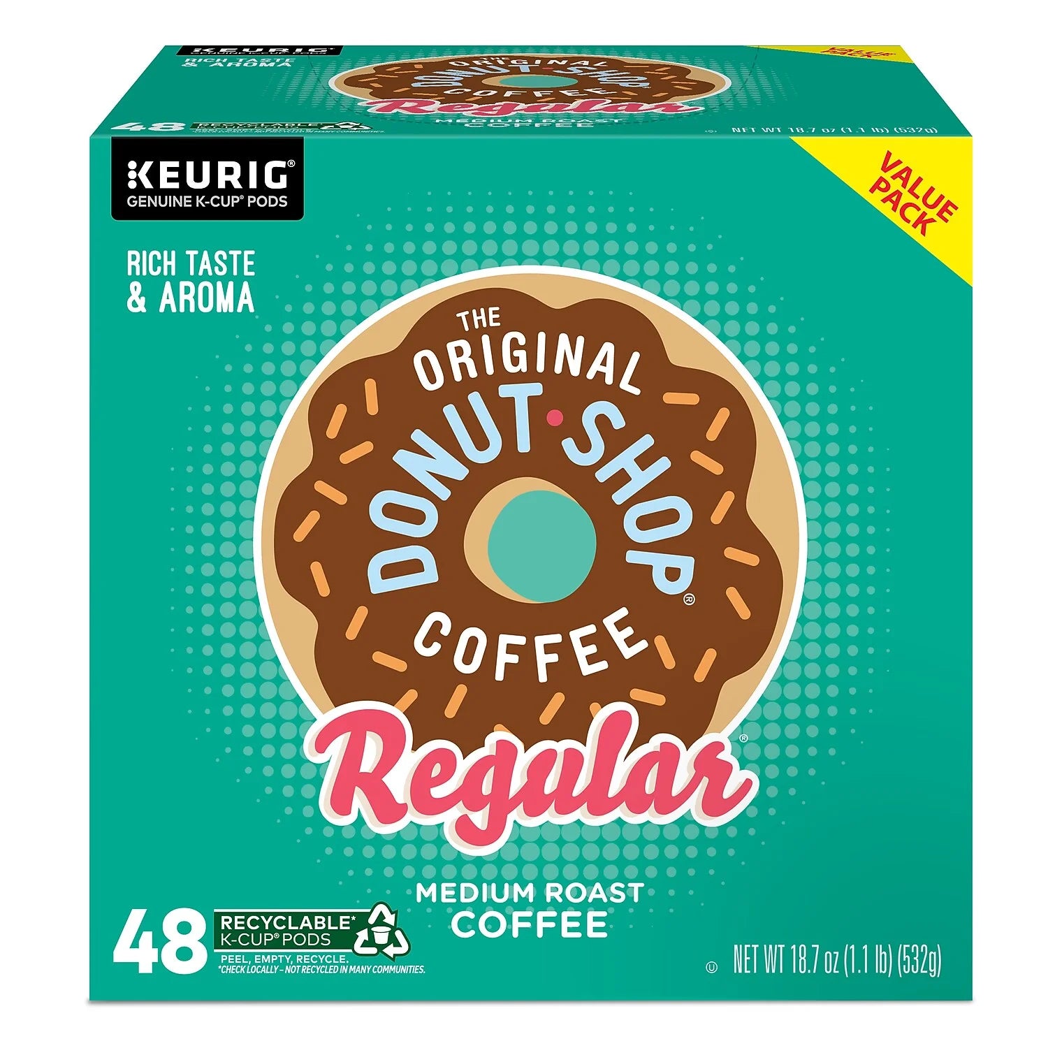 The Original Donut Shop Regular K-Cup Pods, Medium Roast Coffee, 48 Count F4187