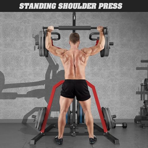 DONOW Leverage Gym Power Rack Squat Rack with LAT Low Row System Home Gym Workout Station O450515
