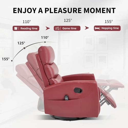 Massage Chair Recliner with Heat, Swivel Rocking, High Back Fabric Black V2333