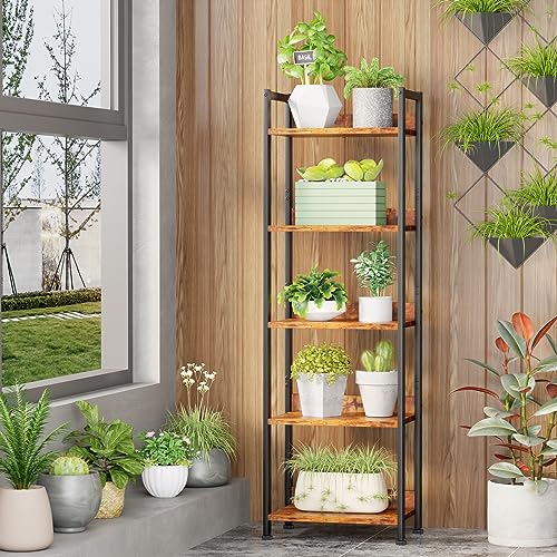 Furologee 5 Tier Bookshelf with Drawer, Industrial Tall Narrow Bookcase, Black T883828