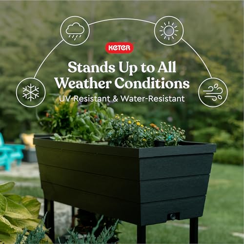 Keter Urban Bloomer 12.7 Gallon Raised Garden Bed Planter, Dark Grey A865