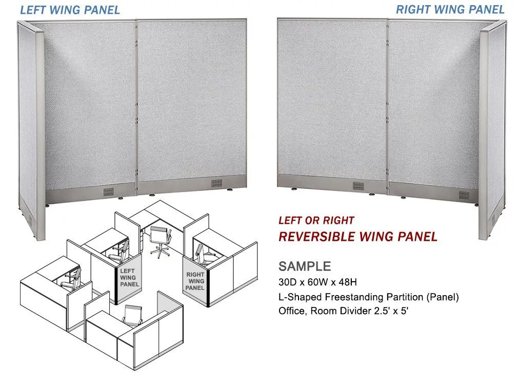GOF L-Shaped Freestanding Office Partition 78D x 90W x 48H D18780