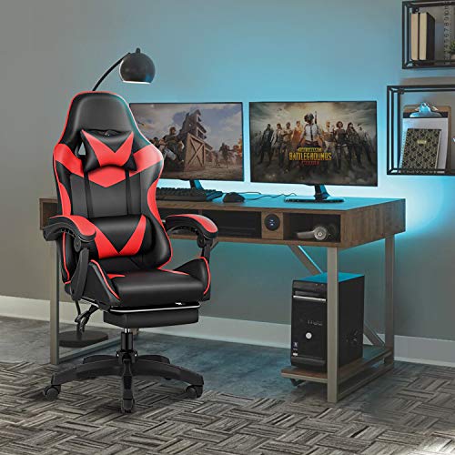 Gaming Chair with Footrest, Lumbar Support, Red/Black M9231
