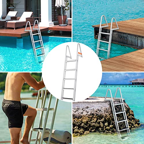 VEVOR Removable Dock Ladder 3/4/5 Steps, Aluminum, 350/500lbs Capacity T419635