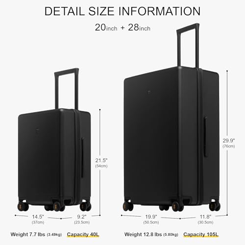 LEVEL8 Hard Shell Carry-On Luggage with TSA Lock, 20 Inch, Black V41961