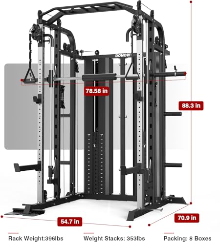 DONOW Smith Machine with Weight Stacks Power Cage Squat Rack Home Gym Y361