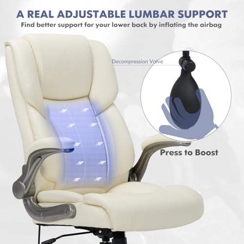 COLAMY Executive Ergonomic Office Chair with Bonded Leather and Flip-up Armrests A775113
